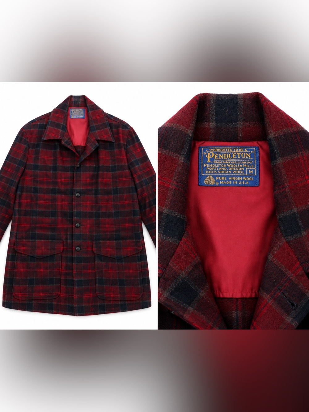 Vintage Pendleton 100% Virgin Wool Plaid Jacket Made in USA Size M